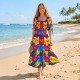 Casual Long Dress Rayon Hand Painted by Balinese Artisans